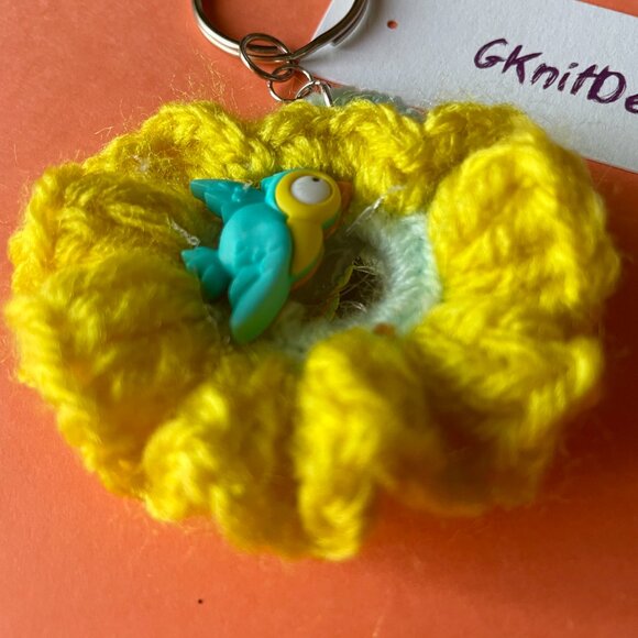 Handmade Bag Charm, Keychain Charm, Crochet Gift, Charm With Bird - Picture 7 of 7